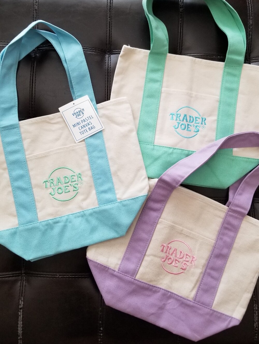 ❗Trader Joe’s Limited Edition Spring Canvas Bag Minis Set of 3 Pastel Colors❗